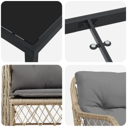 vidaXL Dārza ēdamgalds ar spilvenu 5 pcs Bēša poliratāns