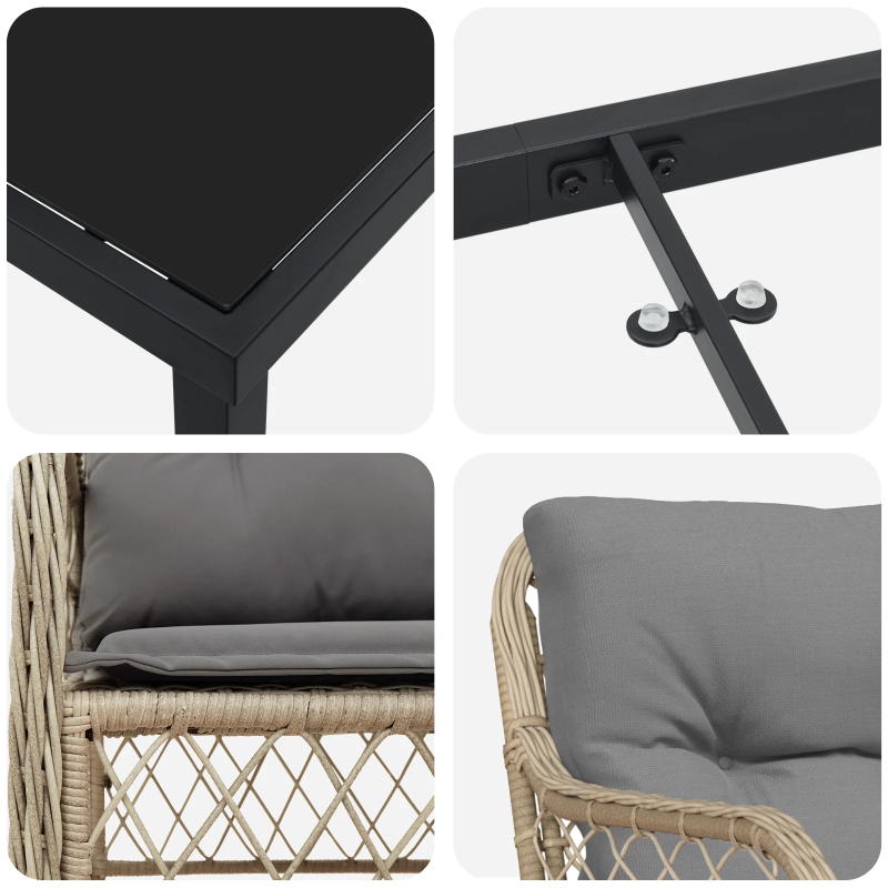 vidaXL Dārza ēdamgalds ar spilvenu 5 pcs Bēša poliratāns