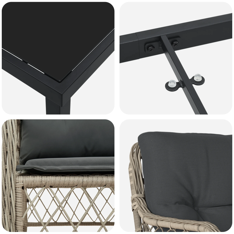 vidaXL Dārza ēdamgalds ar spilvenu 5 pcs Gaiši pelēks poliratāns