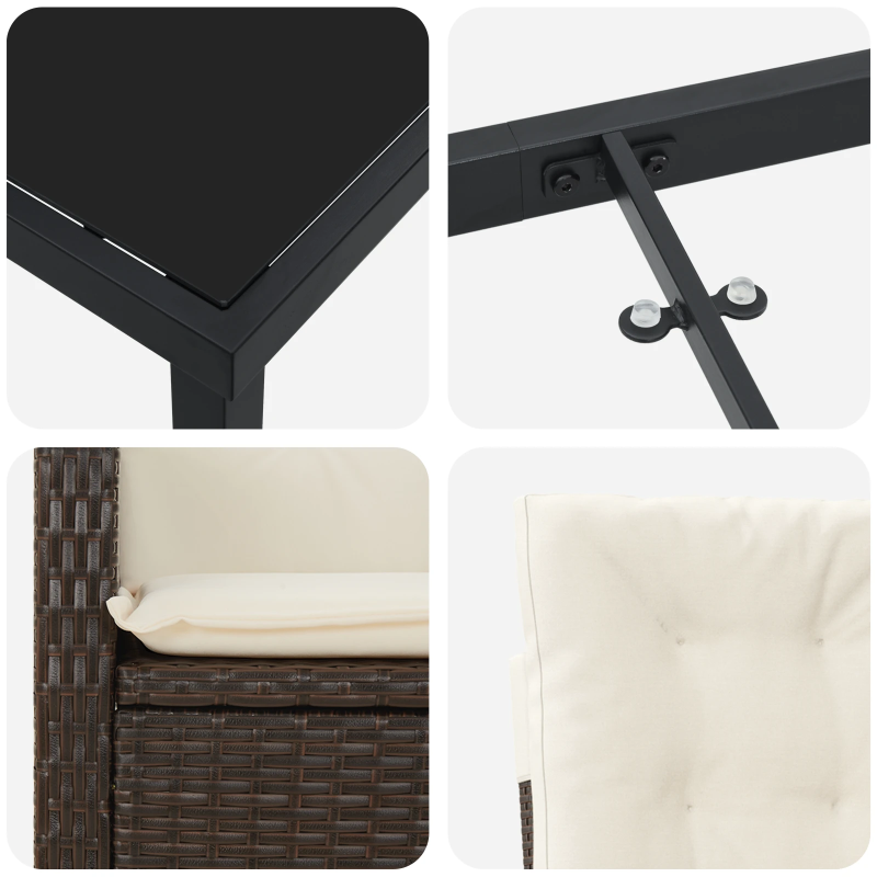 vidaXL Dārza ēdamgalds ar spilvenu 5 pcs Brūna poliratāns