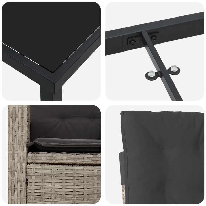 vidaXL Dārza ēdamgalds ar spilvenu 5 pcs Gaiši pelēks poliratāns