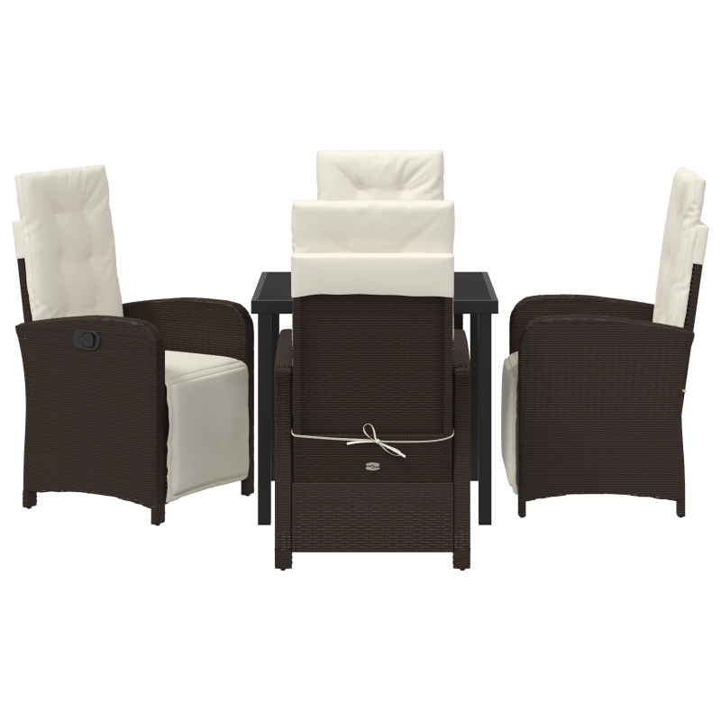 vidaXL Dārza ēdamgalds ar spilvenu 5 pcs Brūna poliratāns