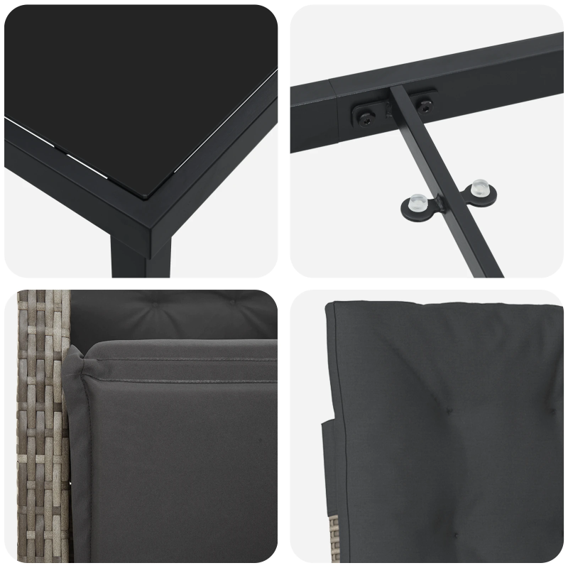 vidaXL Dārza ēdamgalds ar spilvenu 5 pcs Pelēka poliratāns