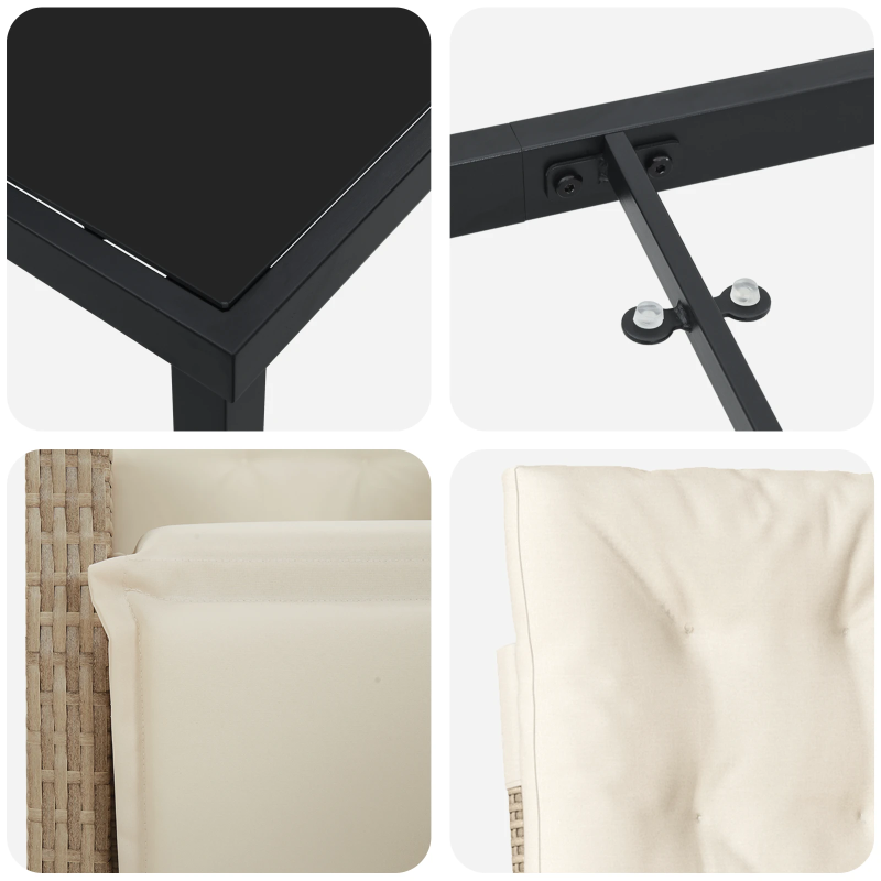 vidaXL Dārza ēdamgalds ar spilvenu 5 pcs Bēša poliratāns