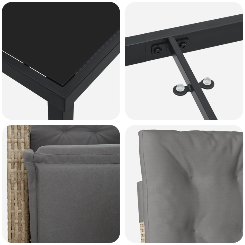 vidaXL Dārza ēdamgalds ar spilvenu 3 pcs Bēša poliratāns