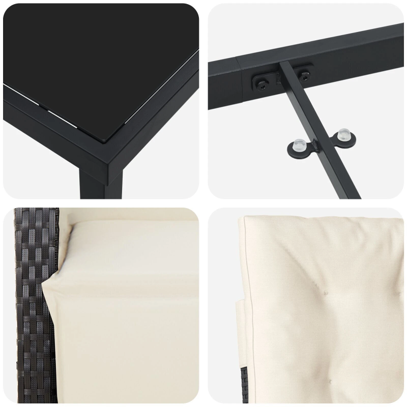 vidaXL Dārza ēdamgalds ar spilvenu 5 pcs Bēša poliratāns