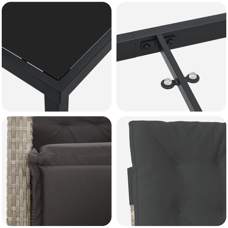 vidaXL Dārza ēdamgalds ar spilvenu 5 pcs Gaiši pelēks poliratāns