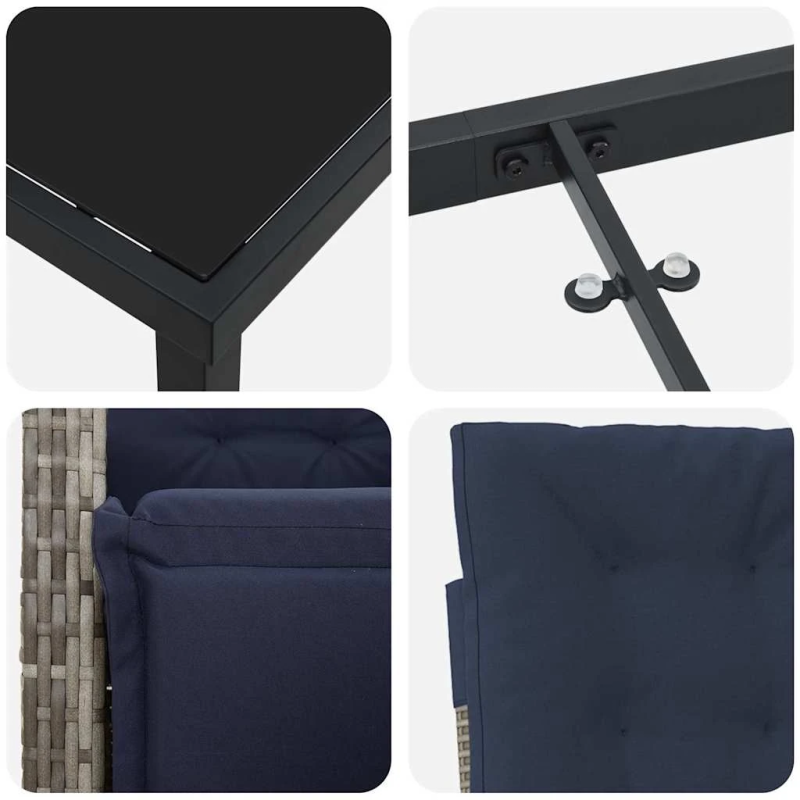 vidaXL Dārza ēdamgalds ar spilvenu 5 pcs Pelēka poliratāns