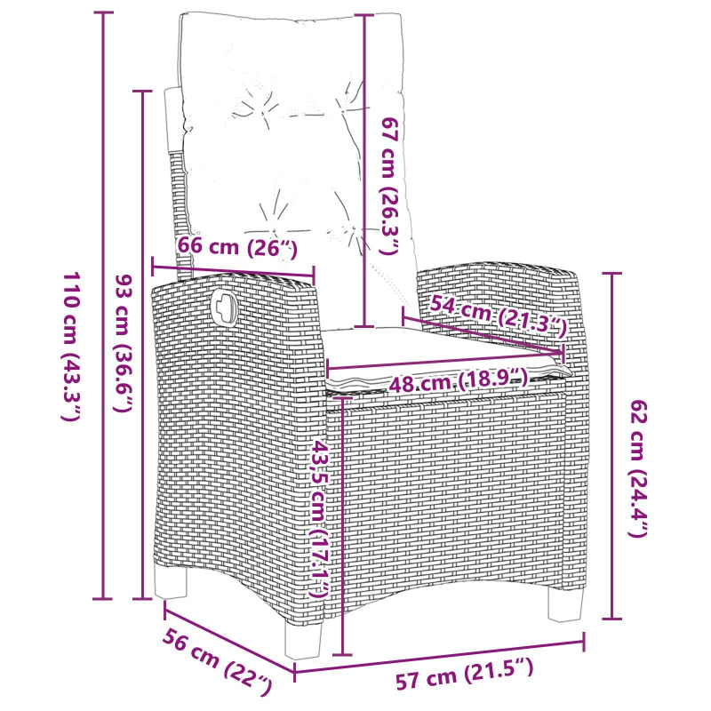 vidaXL Dārza ēdamgalds ar spilvenu 7 pcs Melna poliratāns