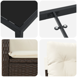 vidaXL Dārza ēdamgalds ar spilvenu 5 pcs Brūna poliratāns