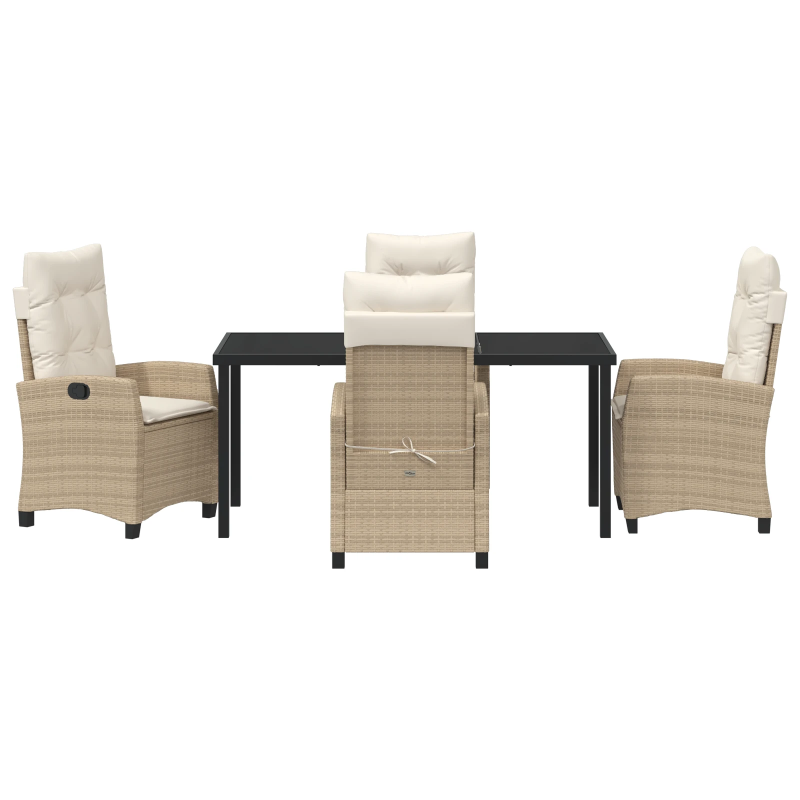 vidaXL Dārza ēdamgalds ar spilvenu 5 pcs Bēša poliratāns