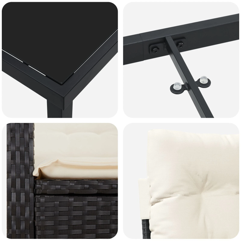 vidaXL Dārza ēdamgalds ar spilvenu 5 pcs Bēša poliratāns