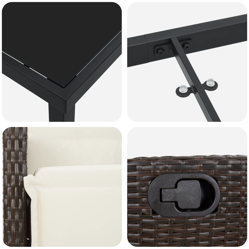 vidaXL Dārza ēdamgalds ar spilvenu 5 pcs Brūna poliratāns