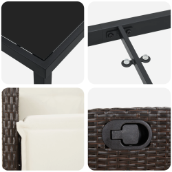 vidaXL Dārza ēdamgalds ar spilvenu 5 pcs Brūna poliratāns