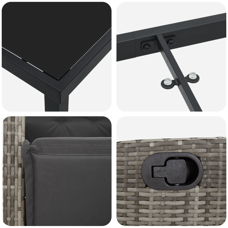 vidaXL Dārza ēdamgalds ar spilvenu 5 pcs Pelēka poliratāns