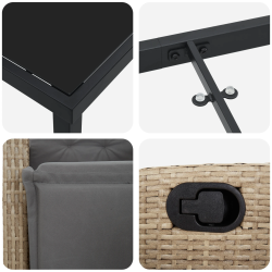 vidaXL Dārza ēdamgalds ar spilvenu 7 pcs Bēša poliratāns