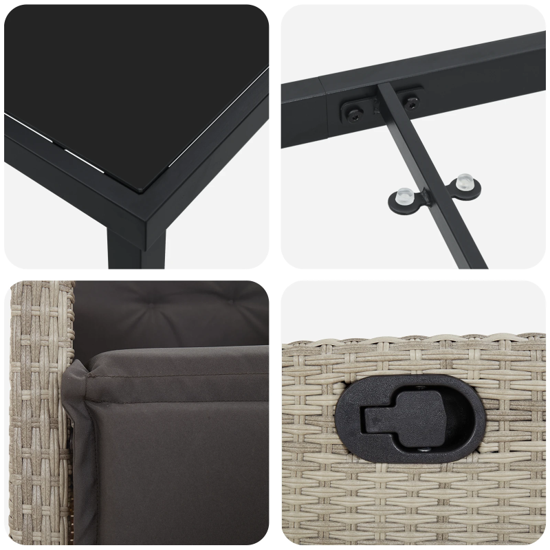 vidaXL Dārza ēdamgalds ar spilvenu 7 pcs Gaiši pelēks poliratāns