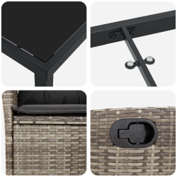 vidaXL Dārza ēdamgalds ar spilvenu 5 pcs Pelēka poliratāns