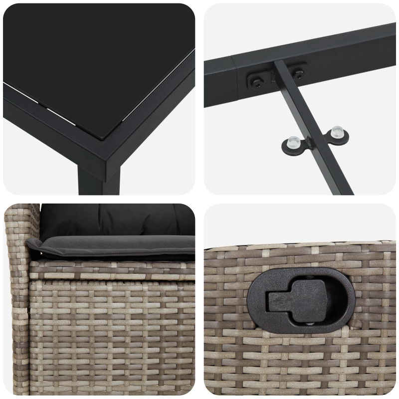 vidaXL Dārza ēdamgalds ar spilvenu 5 pcs Pelēka poliratāns