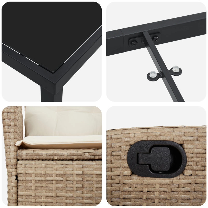 vidaXL Dārza ēdamgalds ar spilvenu 5 pcs Bēša poliratāns