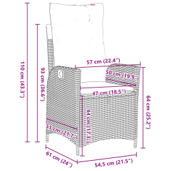 vidaXL Dārza ēdamgalds ar spilvenu 5 pcs Bēša poliratāns