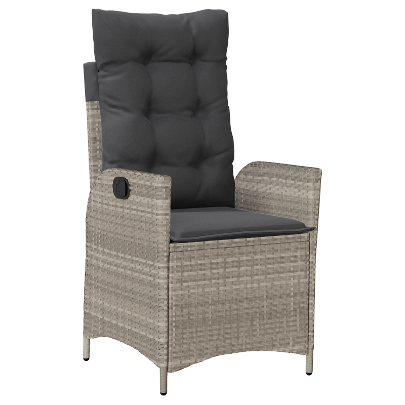 vidaXL Dārza ēdamgalds ar spilvenu 5 pcs Gaiši pelēks poliratāns