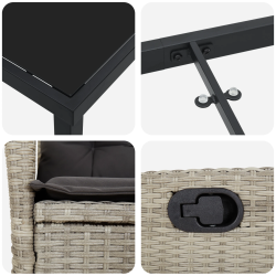 vidaXL Dārza ēdamgalds ar spilvenu 5 pcs Gaiši pelēks poliratāns