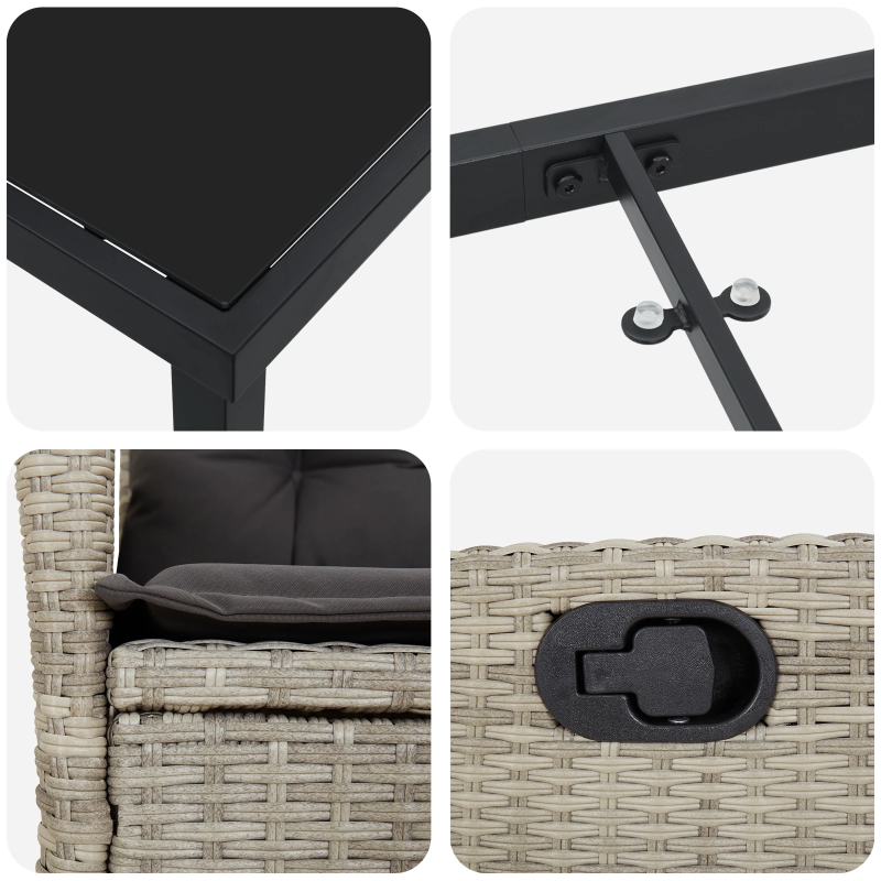 vidaXL Dārza ēdamgalds ar spilvenu 5 pcs Gaiši pelēks poliratāns