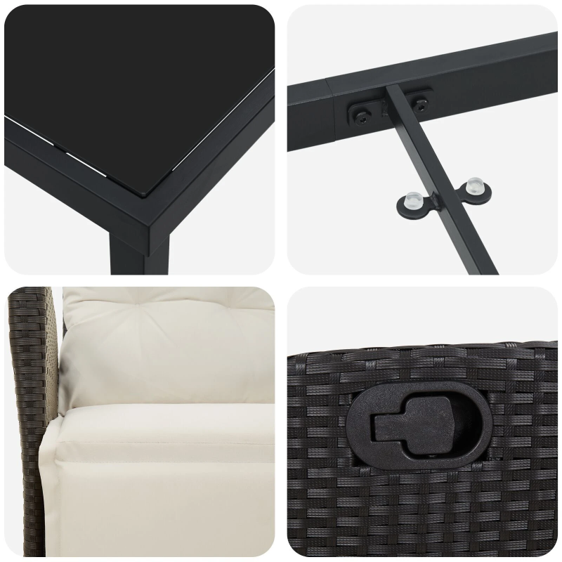 vidaXL Dārza ēdamgalds ar spilvenu 5 pcs Bēša poliratāns