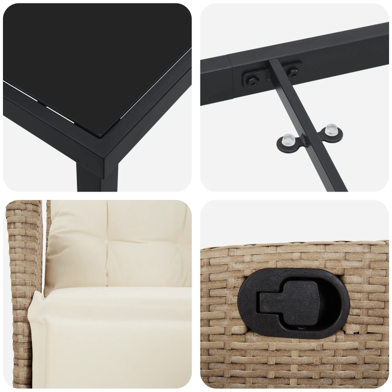 vidaXL Dārza ēdamgalds ar spilvenu 5 pcs Bēša poliratāns