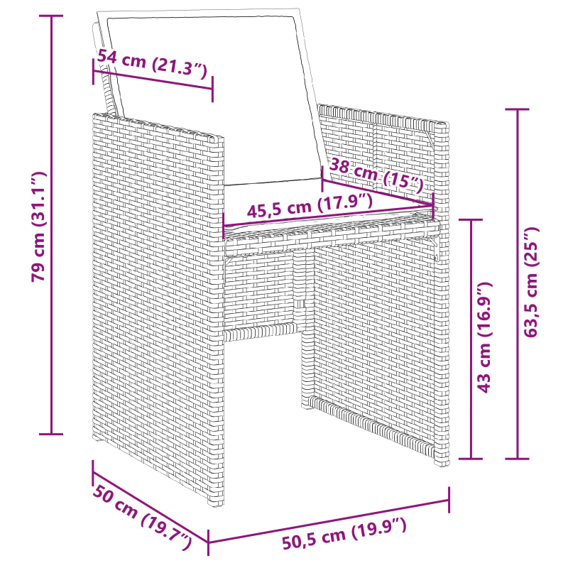 vidaXL Dārza ēdamgalds 5 pcs Melna poliratāns