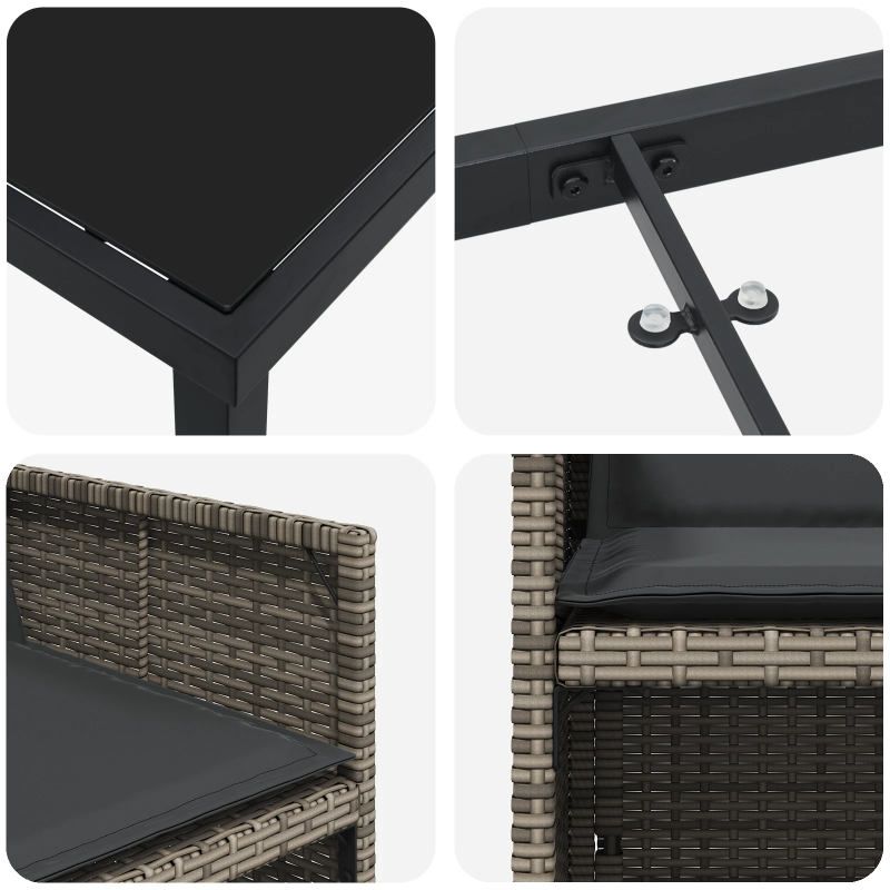 vidaXL Dārza ēdamgalds 5 pcs Pelēka poliratāns