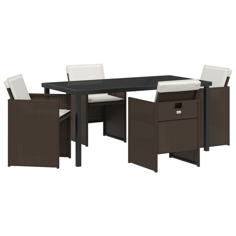 vidaXL Dārza ēdamgalds 5 pcs Brūna poliratāns