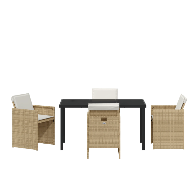 vidaXL Dārza ēdamgalds 5 pcs Bēša poliratāns