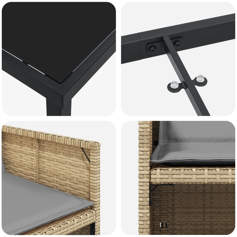 vidaXL Dārza ēdamgalds 5 pcs Bēša poliratāns