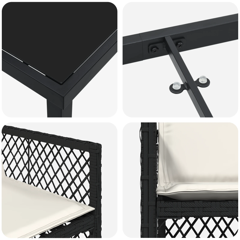 vidaXL Dārza ēdamgalds 5 pcs Melna poliratāns