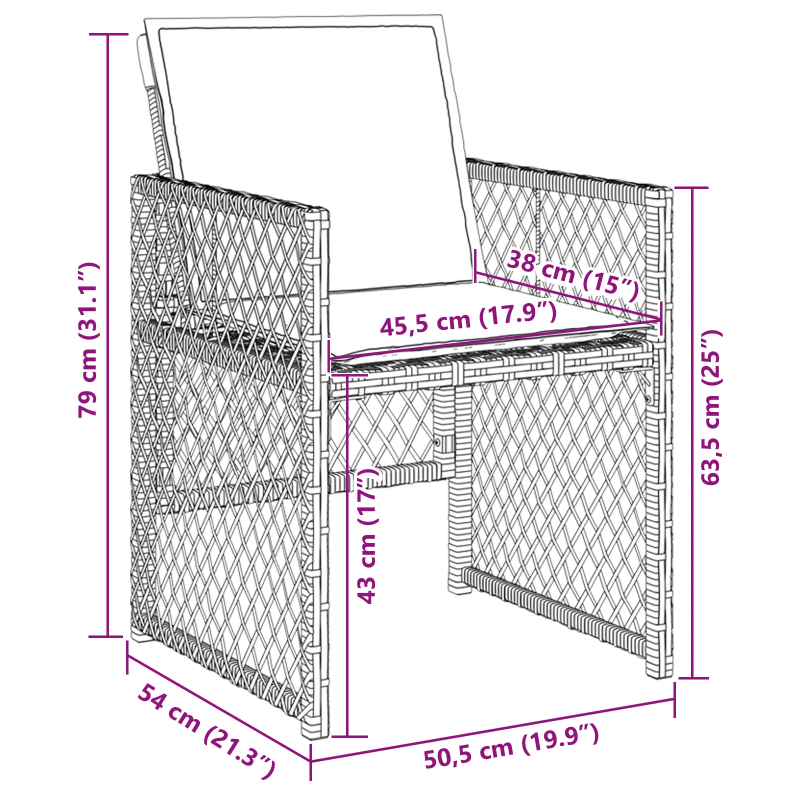 vidaXL Dārza ēdamgalds 5 pcs Melna poliratāns