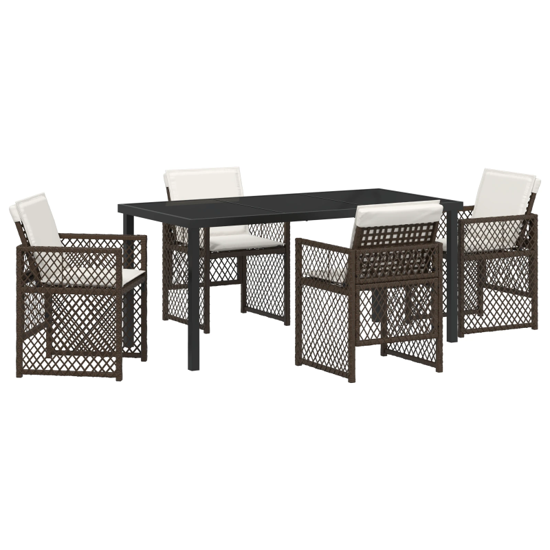 vidaXL Dārza ēdamgalds 5 pcs Brūna poliratāns