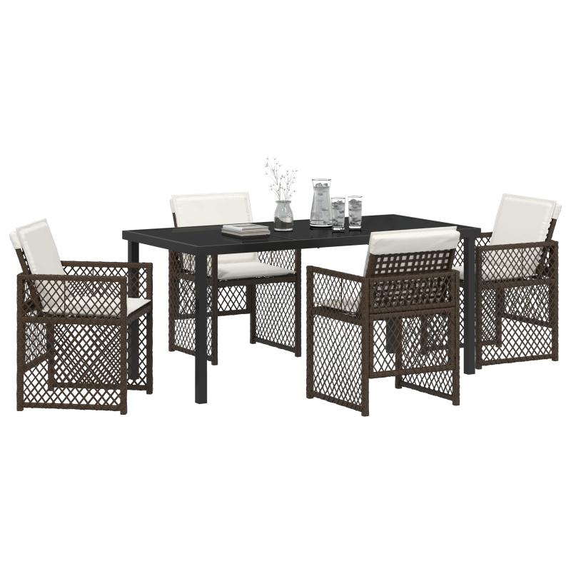 vidaXL Dārza ēdamgalds 5 pcs Brūna poliratāns