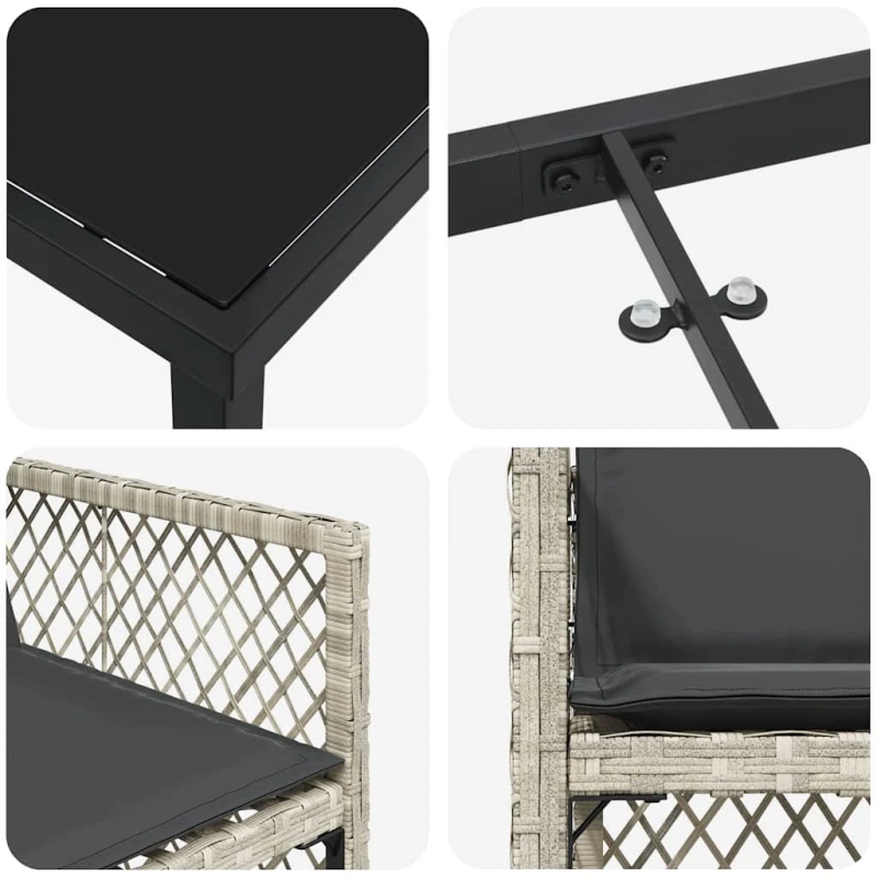 vidaXL Dārza ēdamgalds 5 pcs Gaiši pelēks poliratāns