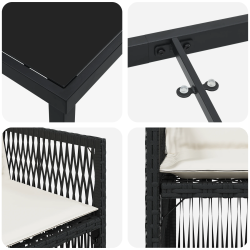 vidaXL Dārza ēdamgalds 5 pcs Melna Tērauds ar pulverkrāsas pārklājumu