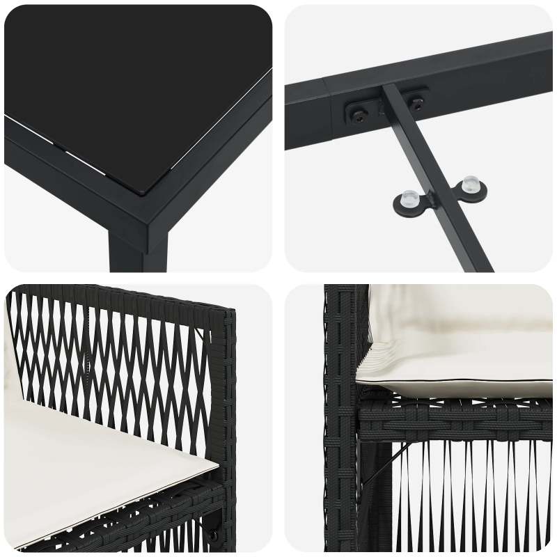 vidaXL Dārza ēdamgalds 5 pcs Melna Tērauds ar pulverkrāsas pārklājumu