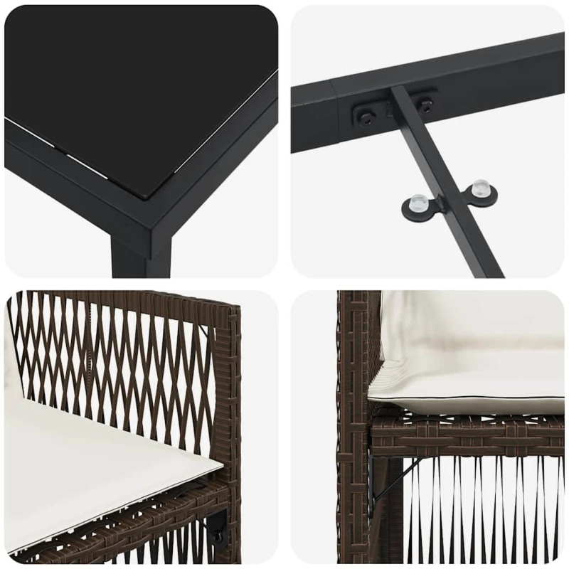 vidaXL Dārza ēdamgalds 5 pcs Brūna Tērauds ar pulverkrāsas pārklājumu