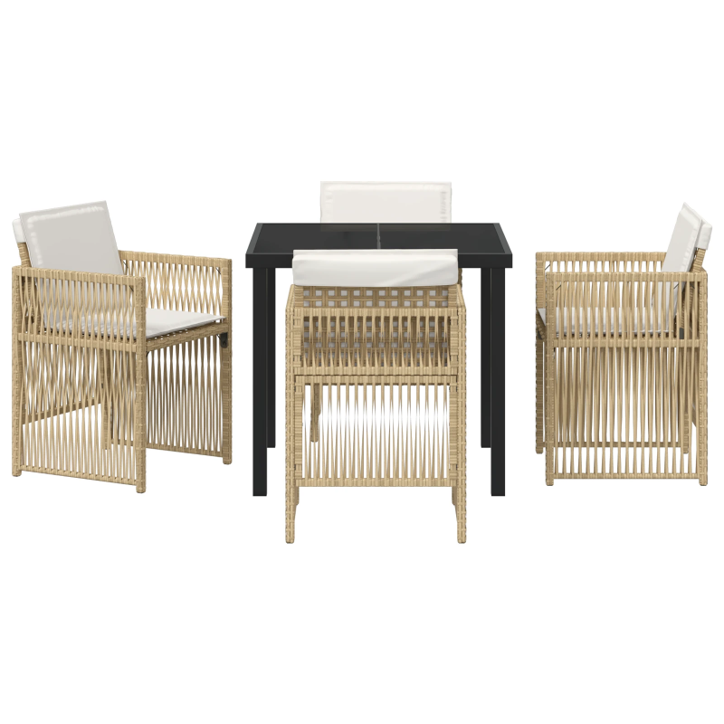 vidaXL Dārza ēdamgalds 5 pcs Bēša Tērauds ar pulverkrāsas pārklājumu