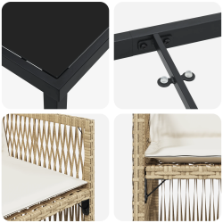 vidaXL Dārza ēdamgalds 5 pcs Bēša Tērauds ar pulverkrāsas pārklājumu