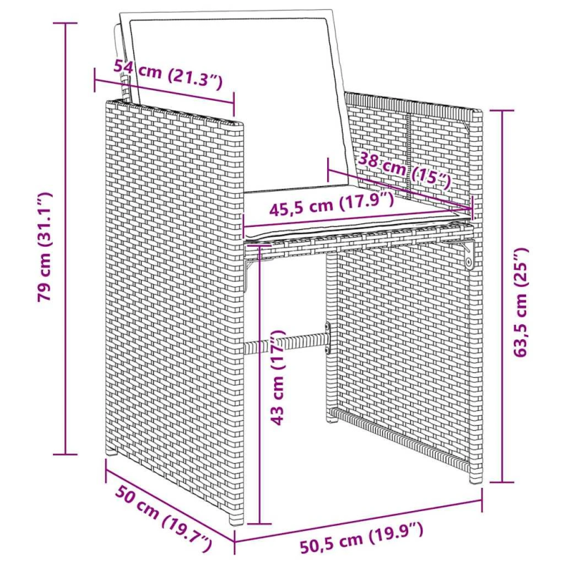vidaXL Dārza ēdamgalds 5 pcs Melna poliratāns