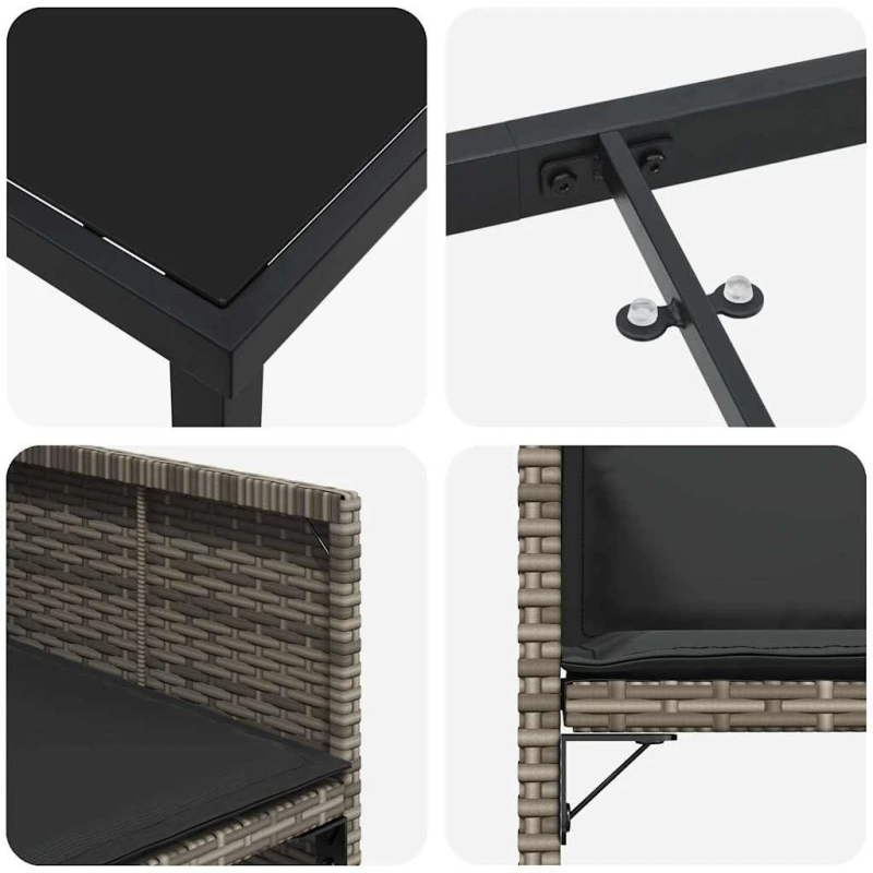 vidaXL Dārza ēdamgalds 5 pcs Pelēka poliratāns