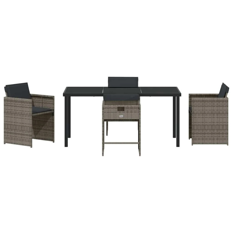 vidaXL Dārza ēdamgalds 5 pcs Pelēka poliratāns