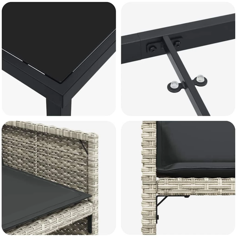 vidaXL Dārza ēdamgalds 5 pcs Gaiši pelēks poliratāns