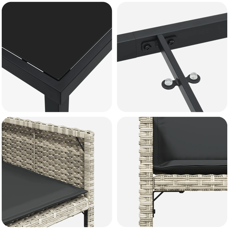 vidaXL Dārza ēdamgalds 5 pcs Gaiši pelēks poliratāns